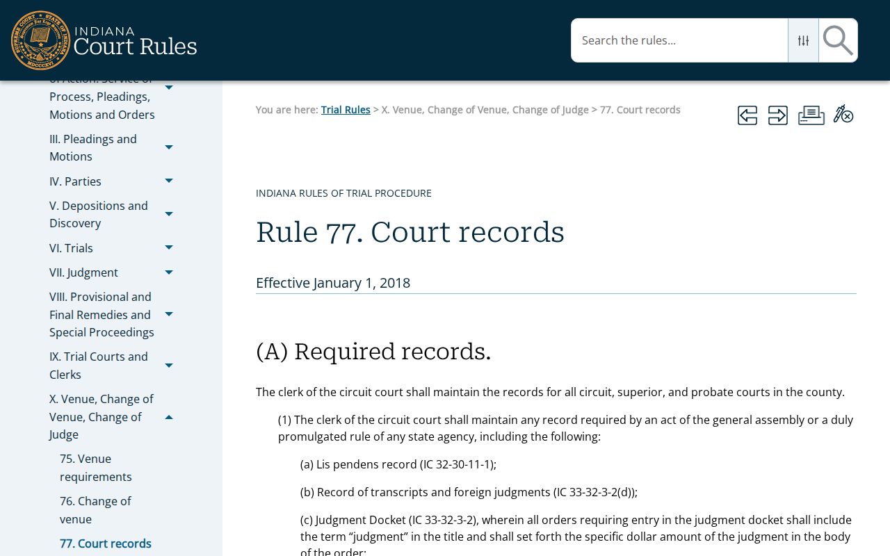 Tipton County civil docket publication rule